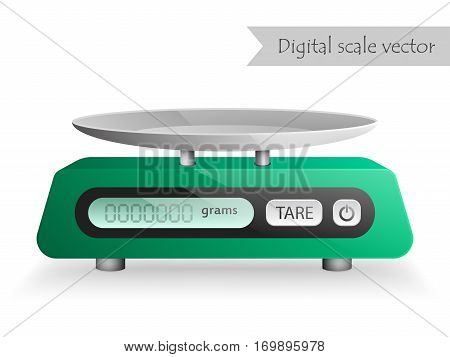 Green digital kitchen scale vector isolated on white background