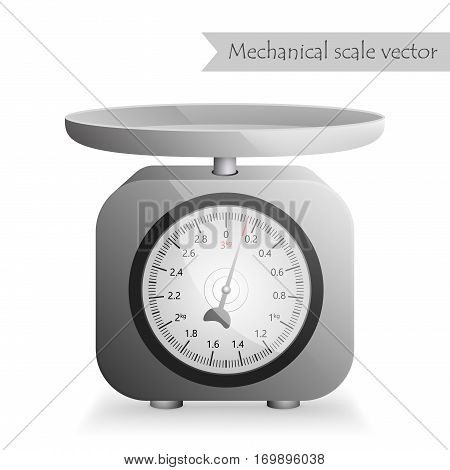 Silver mechanical kitchen scale vector isolated on white background