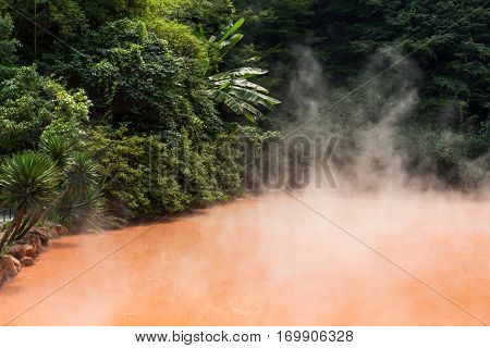 Blood pond hell in Beppu of Japan
