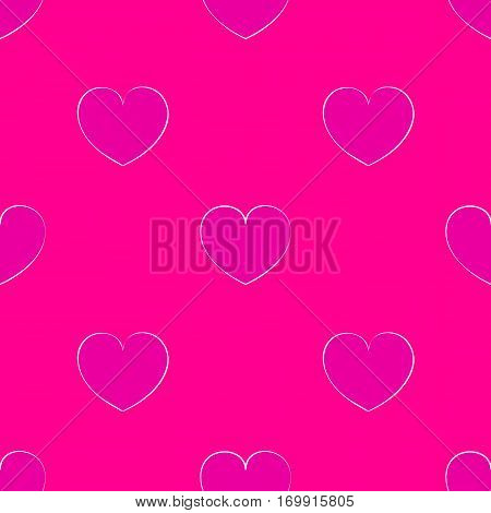Seamless pink pattern with hearts. Bright background for the Valentine's day. Cute backdrop on the theme of love.