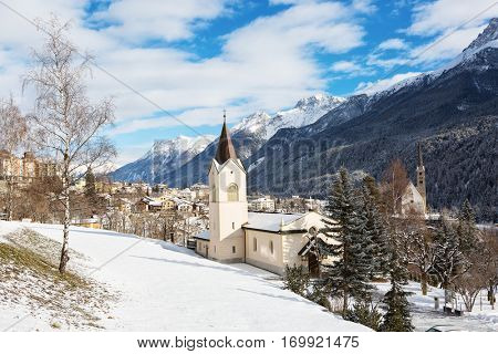 Scuol in winter, Switzerland