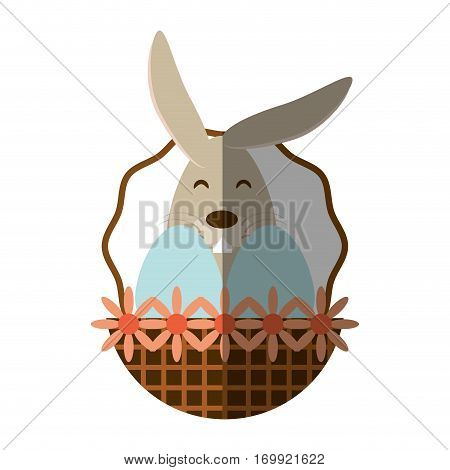Easter rabbit inside basket icon, vector illustration design