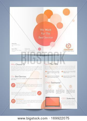 Business flyer, template or brochure design with front and back page presentation.