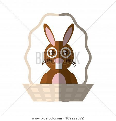 Easter rabbit inside basket icon, vector illustration design