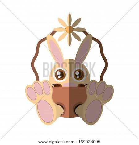 Easter rabbit inside basket icon, vector illustration design