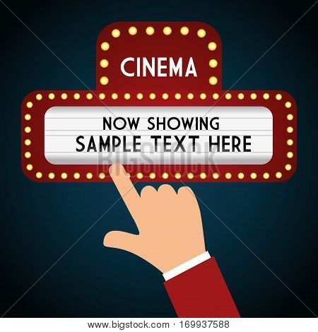 hand touch cinema bright board teather vector illustration eps 10