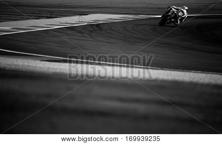 VALENCIA, SPAIN - NOV 13: Lorenzo Baldassarri in Moto2 warm up during Motogp Grand Prix of the Comunidad Valencia on November 13, 2016 in Valencia, Spain.