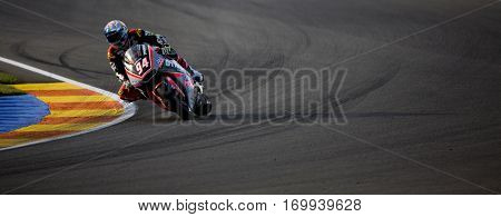 VALENCIA, SPAIN - NOV 13: Jonas Folger in Moto2 warm up during Motogp Grand Prix of the Comunidad Valencia on November 13, 2016 in Valencia, Spain.