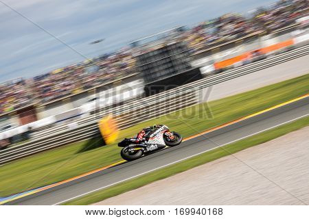 VALENCIA, SPAIN - NOV 13: Jonas Folger in Moto2 Race during Motogp Grand Prix of the Comunidad Valencia on November 13, 2016 in Valencia, Spain.