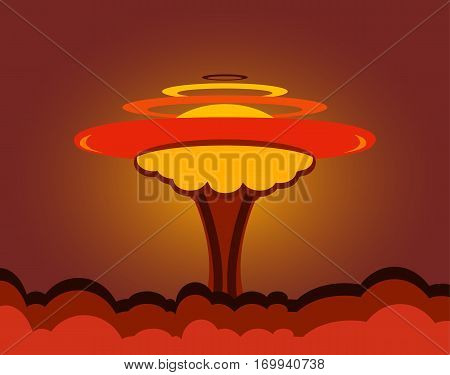 atomic bomb test vector illustration military, orange, graphic, weapon, disaster, exploding, illustration, energy