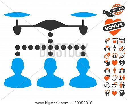 Drone Clients Connection icon with bonus lovely design elements. Vector illustration style is flat iconic elements for web design app user interfaces.