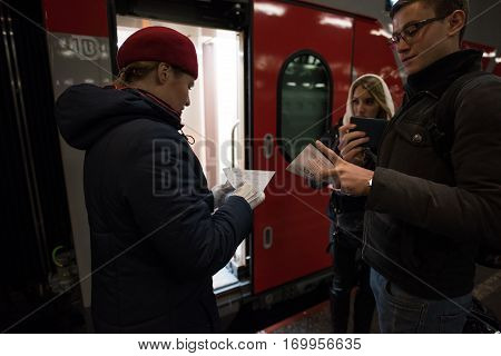Conductor Of The Car To Check The Documents Of Passengers And Tickets