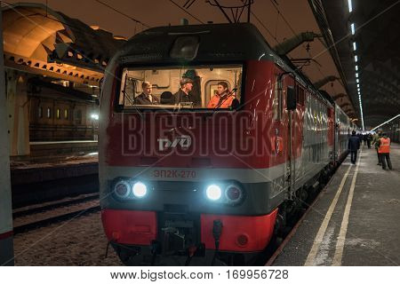 Train Locomotive On The Route St. Petersburg-moscow