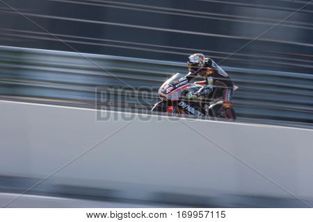 VALENCIA, SPAIN - NOV 12: Jonas Folger in Moto2 practice during Motogp Grand Prix of the Comunidad Valencia on November 12, 2016 in Valencia, Spain.