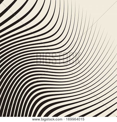 Halftone striped wave background optic effect display