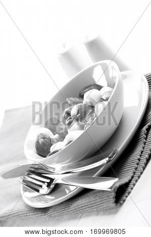 Studio shot of tomato and mozarella salad