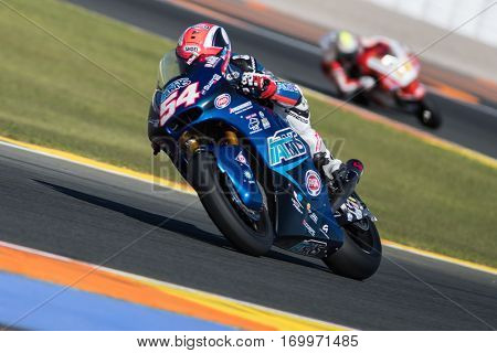 VALENCIA, SPAIN - NOV 11: Pasini during Motogp Grand Prix of the Comunidad Valencia on November 11, 2016 in Valencia, Spain.
