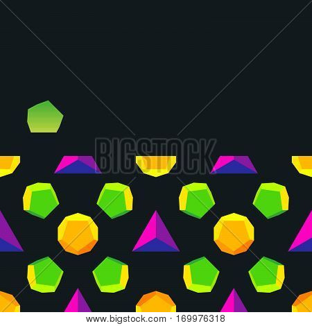 Vector Colored Polyhedrons Seamless Pattern.
