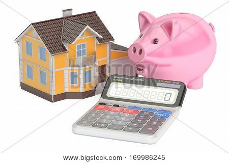 Mortgage and payment for house savings concept. 3D rendering isolated on white background