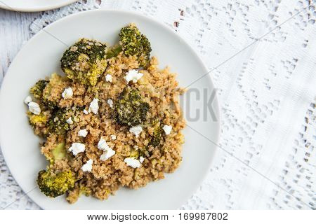 Warm Detox Salad From Quinoa And Broccolli