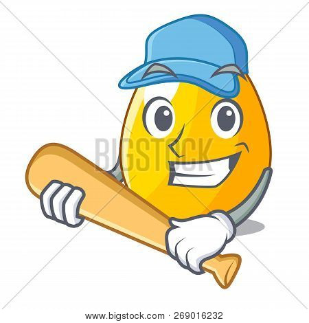 Playing Baseball Golden Egg Cartoon For Greeting Card