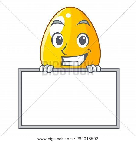 Grinning With Board Golden Egg Cartoon For Greeting Card