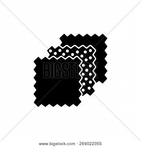 Black & White Vector Illustration Of Precut Quilt Squares With Different Patterns. Flat Icon Of Quil