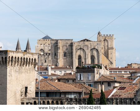 Papal Palace In The City Of Avignon, France.