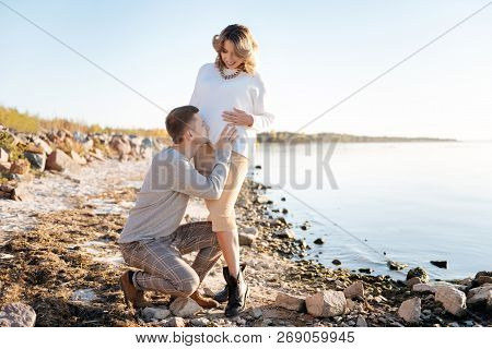 Exited Man Is Happy Because Of Waiting Child