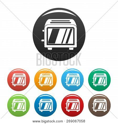 Vintage Toaster Icons Set 9 Color Vector Isolated On White For Any Design