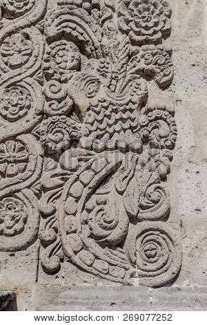 Detail Of A Facade Of La Compania Church In Arequipa, Peru