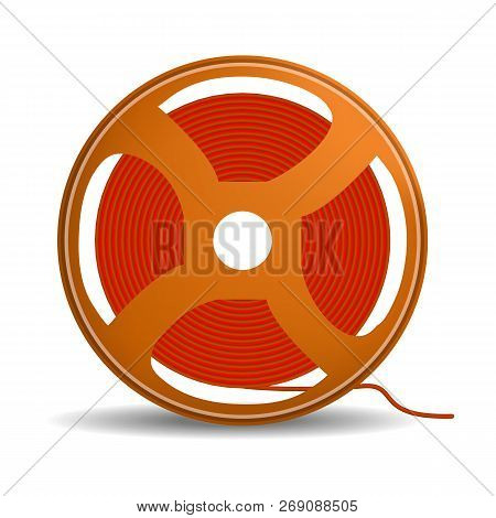 Red Wire Coil Icon. Realistic Illustration Of Red Wire Coil Vector Icon For Web Design Isolated On W