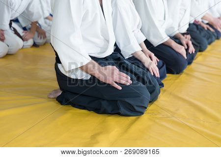 People In Kimono And Hakama On Martial Arts Training