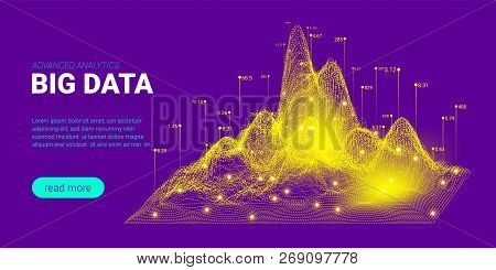 Artificial Intelligence, Big Data Analysis Visualization. Landing Page Template With Quantum Cryptog