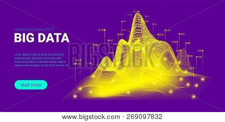 Artificial Intelligence, Big Data Analysis Visualization. Landing Page Template With Quantum Cryptog