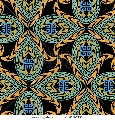 Colorful Abstract Greek Vector Seamless Pattern. Multicolor Geom