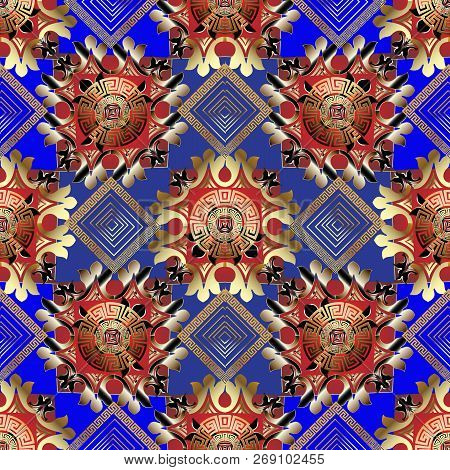 Colorful Abstract Greek Vector Seamless Pattern. Multicolor Geom