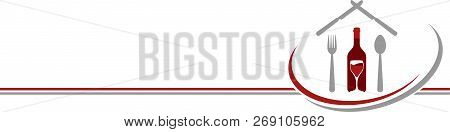 Wine Bottle, Glass, Knife, Spoon And Fork, Restaurant And Snack Background