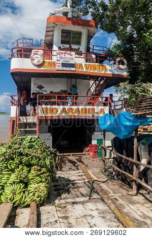 Napo, Peru - July 16, 2015: View Of A Cargo Deck Of A Boat Arabela I On A River Napo.