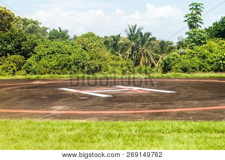 Helipad At Ile Royale, One Of The Islands Of Iles Du Salut Islands Of Salvation In French Guiana