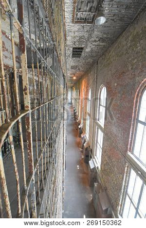 Mansfield, Oh, May 29, 2018, Ohio State Reformatory, Former Prison, Looking Down A Cell Block Row, P