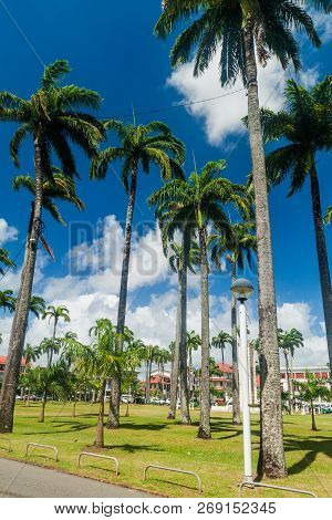 Place Des Palmistes Square In Cayenne, Capital Of French Guiana.