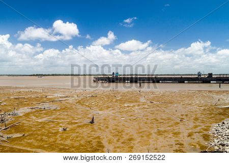 Pier In Cayenne, Capital Of French Guiana, During The Low Tide.