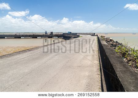Pier In Cayenne, Capital Of French Guiana, During The Low Tide.