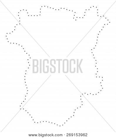 Vector Stroke Dot Chechnya Map In Black Color, Small Border Points Have Diamond Shape. Trace The Fra