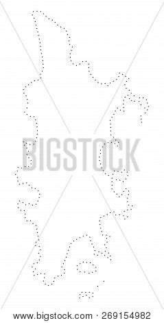 Vector Stroke Dotted Phuket Map In Black Color, Small Border Points Have Diamond Shape. Follow The P