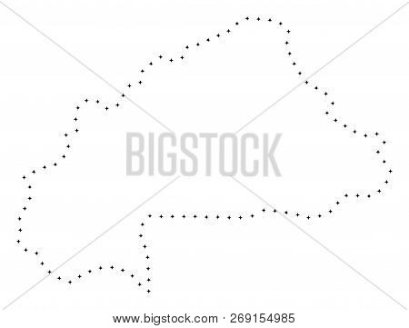 Vector Stroke Dot Burkina Faso Map In Black Color, Small Border Points Have Diamond Shape. Follow Th