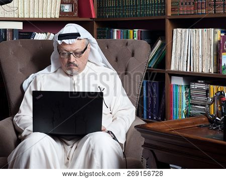 Portrait Of Washington Posts Saudi Journalist Jamal Khashoggi At His Home In Jeddah, Saudi Arabia - 
