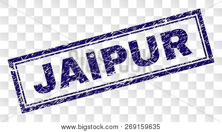 Jaipur Stamp Seal Print With Rubber Print Style And Double Framed Rectangle Shape. Stamp Is Placed O