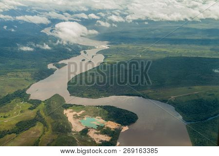 Aerial View Of River Caroni In Venezuela